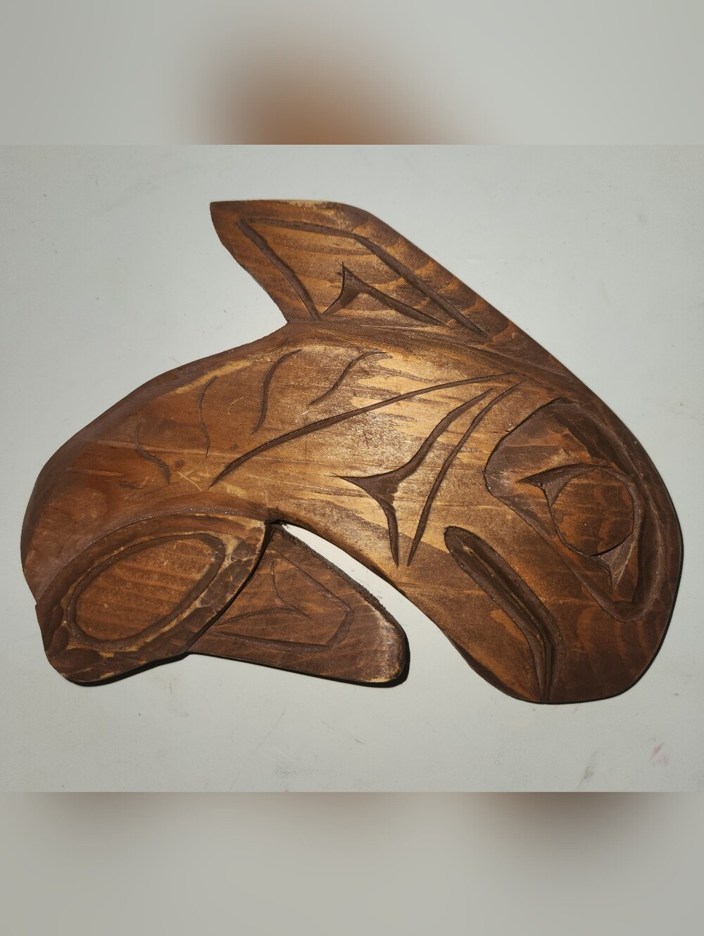 Indigenous Northwest Carved lite Weight Plaque Vintage Canada